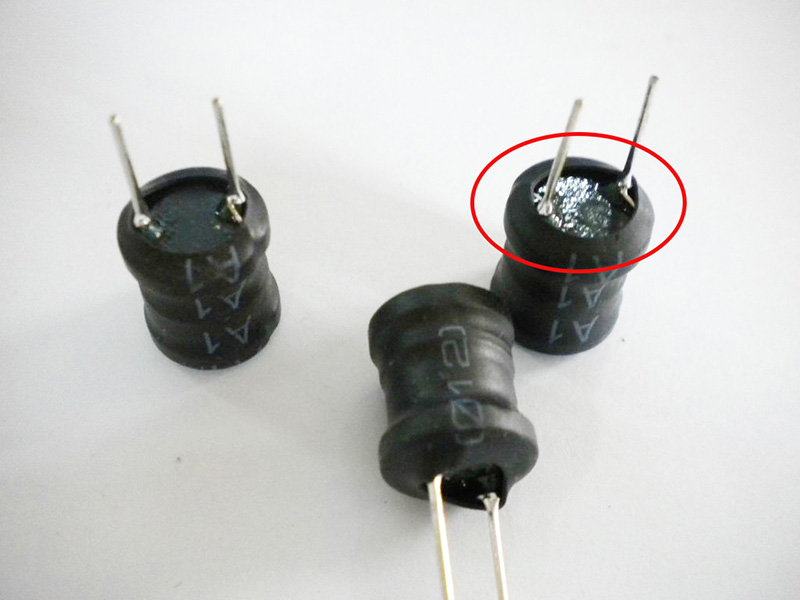 汽车电磁阀焊接案例之锡焊的绕线电感不良品